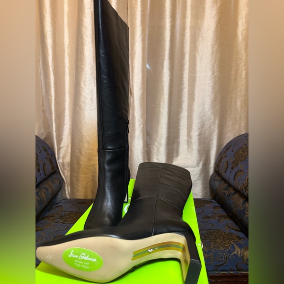 NWB -Sam Edelman Sylvia, Black Leather Knee High Boots Size 8 - Picture 6 of 7